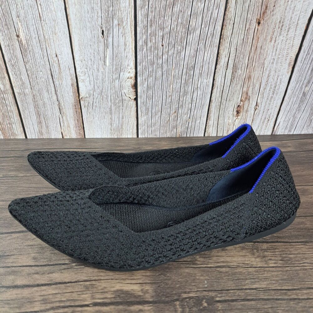 Rothy's The Point Black Honeycomb Ballet Flats Women's Sz 10 (Retired) - Picture 1 of 12